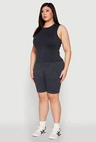 Womens Plus Mineral Wash Ribbed Knit Tank Top,