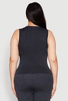 Womens Plus Mineral Wash Ribbed Knit Tank Top, 1X-2X