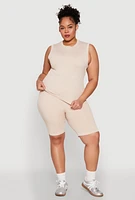 Womens Plus Mineral Wash Ribbed Knit Tank Top, 2X-3X