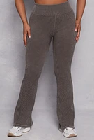 Womens Plus Seamless Acid Wash Flared Pants,