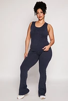 Womens Plus Size Seamless Acid Wash Tank Top, Blue, Size 2X-3X