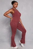 Womens Plus Size Seamless Acid Wash Tank Top, Burgundy, Size 1X-2X