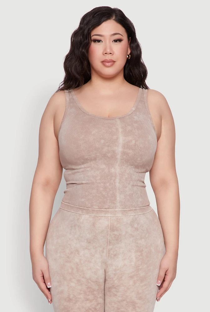 Womens Plus Seamless Mineral Wash Tank Top,