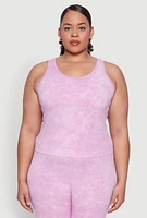 Womens Plus Size Seamless Mineral Wash Tank Top, Purple, Size 1X-2X