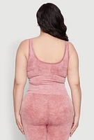 Womens Plus Size Seamless Mineral Wash Tank Top, Burgundy, Size 2X-3X