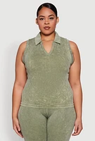 Womens Plus Size Mineral Wash Ribbed Knit Johnny Collar Top, Green, Size 2X-3X