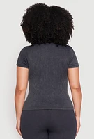 Womens Plus Compression Rib Seamless Mineral Wash Top,