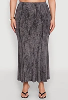 Womens Plus Size Mineral Wash Mermaid Skirt, Grey, Size 2X