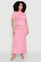 Womens Plus Size Mineral Wash Mermaid Skirt, Pink, Size 1X