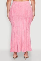 Womens Plus Size Mineral Wash Mermaid Skirt, Pink, Size 1X