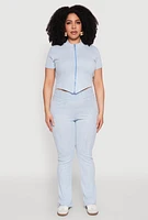 Womens Plus Mineral Wash Boot Cut Pants, Blue,