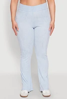 Womens Plus Mineral Wash Boot Cut Pants, Blue,