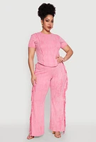 Womens Plus Size Mineral Wash Tee, Pink, Size 1X