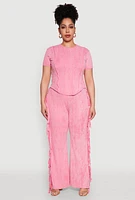 Womens Plus Size Mineral Wash Tee, Pink, Size 1X