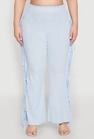 Womens Plus Mineral Wash Side Fringe Pants,
