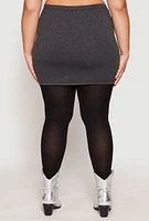 Womens Plus Size Rhinestone Waist Mini Skirt, Grey, Size 3X