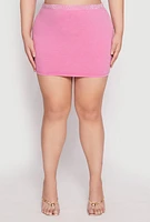 Womens Plus Size Rhinestone Waist Mini Skirt, Pink, Size 2X