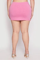 Womens Plus Size Rhinestone Waist Mini Skirt, Pink, Size 2X