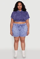 Womens Plus Trendy Fleece High Waist Drawstring Sweatshorts, 3X