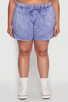 Womens Plus Trendy Fleece High Waist Drawstring Sweatshorts, 3X