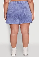 Womens Plus Trendy Fleece High Waist Drawstring Sweatshorts,