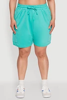 Womens Plus Drawstring Cargo Sweatshorts,