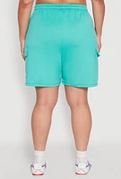 Womens Plus Drawstring Cargo Sweatshorts,