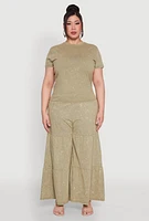 Womens Plus Size Mineral Wash Short Sleeve Tee, Green, Size 1X