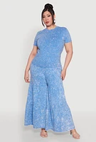 Womens Plus Size Mineral Wash Short Sleeve Tee, Blue, Size 1X