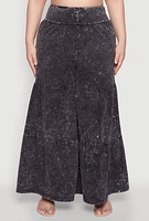 Womens Plus Mineral Wash Tiered Palazzo Pants,