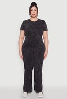 Womens Plus Mineral Wash Ribbed Knit Top,