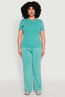 Womens Plus Size Mineral Wash Pintuck Pants, Green, Size 1X