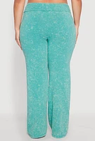 Womens Plus Size Mineral Wash Pintuck Pants, Green, Size 1X