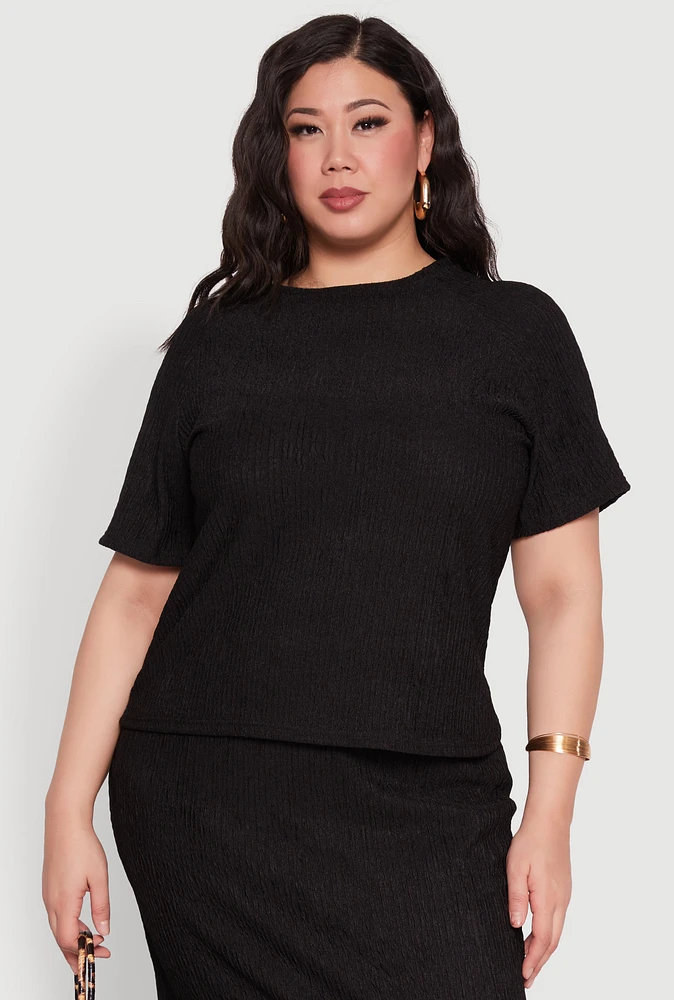 Womens Plus Textured Knit Tee,
