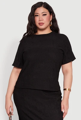 Womens Plus Textured Knit Tee,