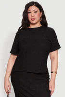 Womens Plus Textured Knit Tee,