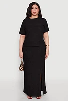 Womens Plus Textured Knit Tee,