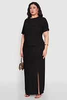 Womens Plus Textured Knit Tee,