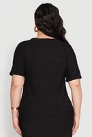 Womens Plus Textured Knit Tee,