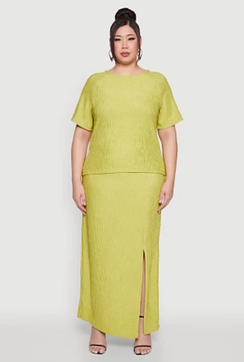 Womens Plus Size High Waisted Slit Front Skirt, Green, Size 2X