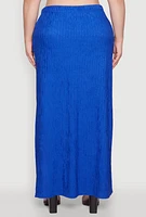 Womens Plus High Waisted Slit Front Skirt, Blue,