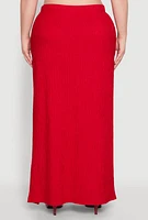 Womens Plus Size High Waisted Slit Front Skirt, Red, Size 3X