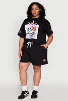 Womens Plus Size Paris Graphic Print Top, Black, Size 1X