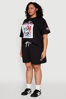 Womens Plus Size Paris Graphic Print Top, Black, Size 1X