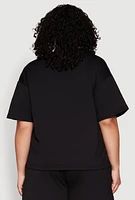 Womens Plus Size Paris Graphic Print Top, Black, Size 1X