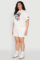 Womens Plus Size Paris Graphic Print Top, Beige, Size 3X