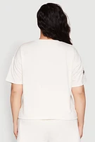 Womens Plus Size Paris Graphic Print Top, Beige, Size 3X