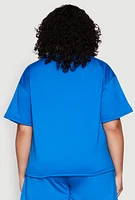 Womens Plus Size Paris Graphic Print Top, Blue, Size 3X