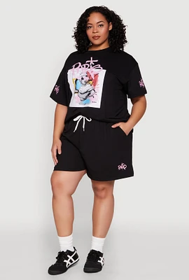 Womens Plus Size Paris Sweatshorts, Black, Size 2X