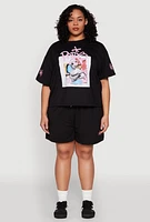 Womens Plus Size Paris Sweatshorts, Black, Size 2X